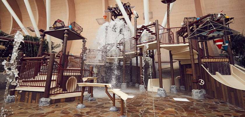 Childrens water play area in the Subtropical Swimming Paradise