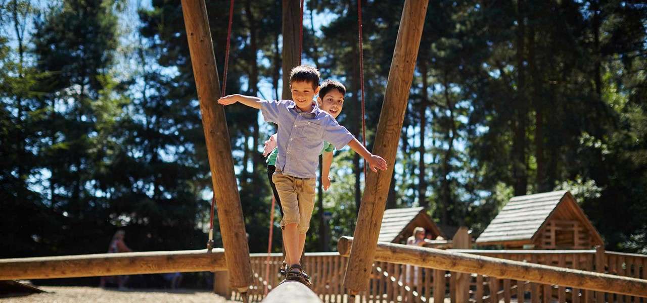 Two boys playing on playground