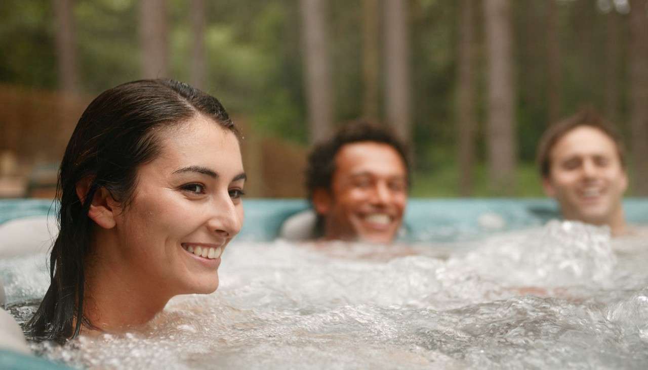 Group of friends in hot tub