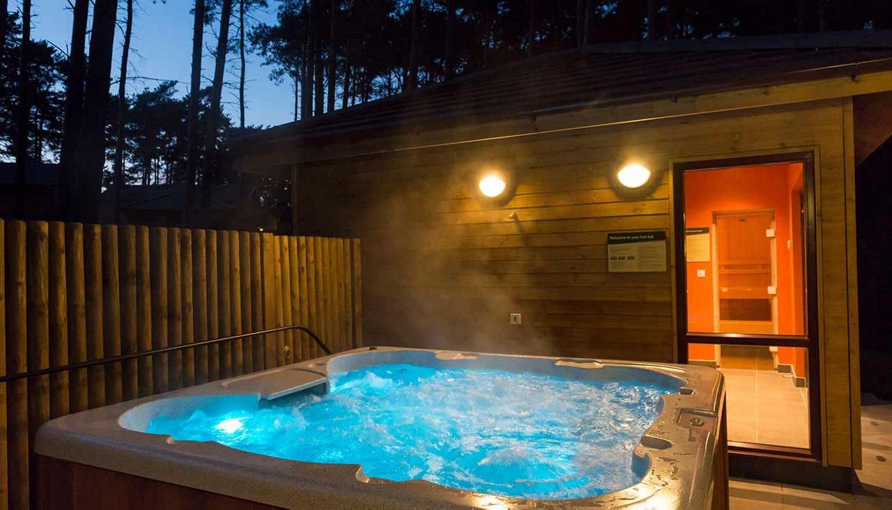 Group of friends in hot tub