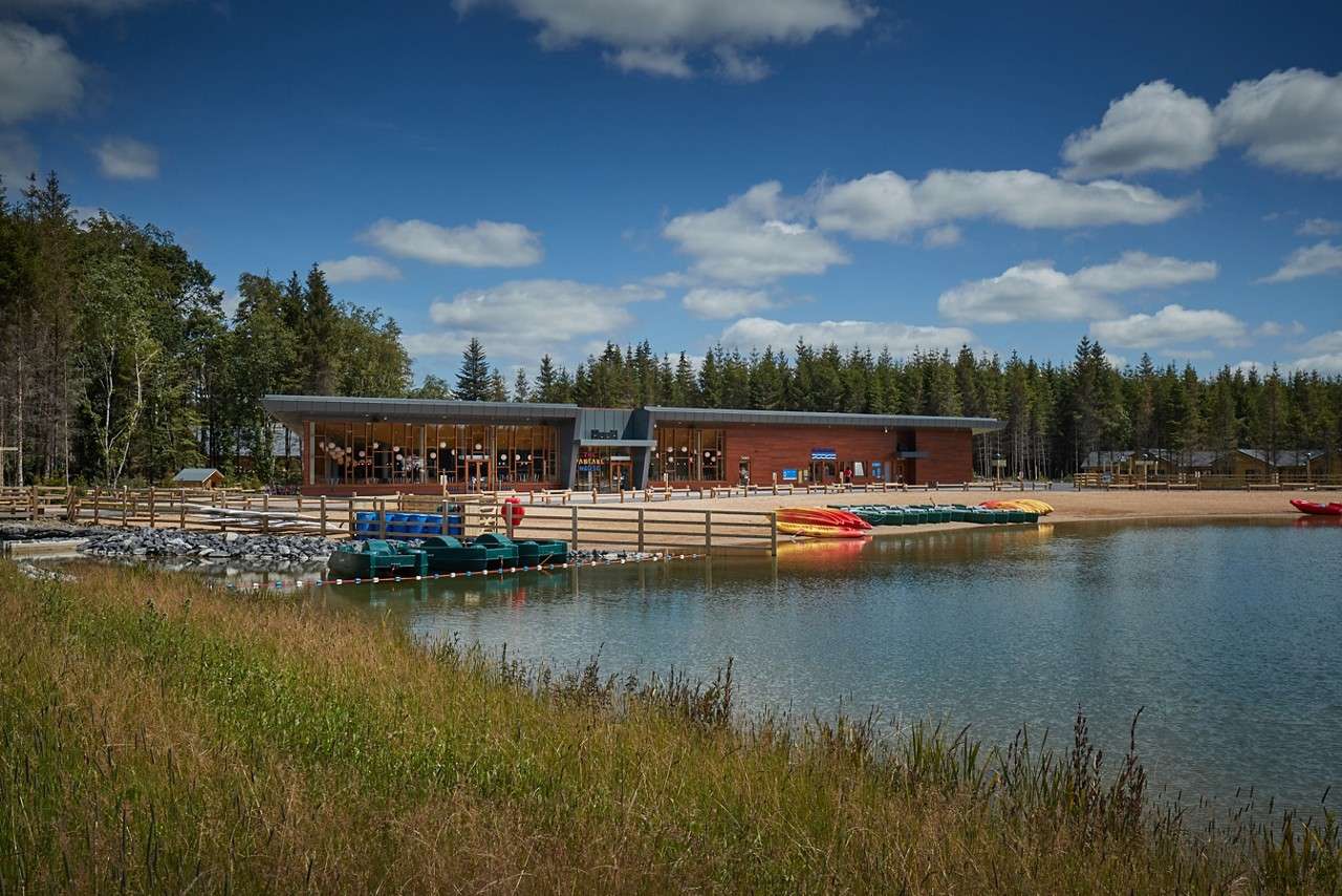 the beach front with the pancake house and the boathouse 