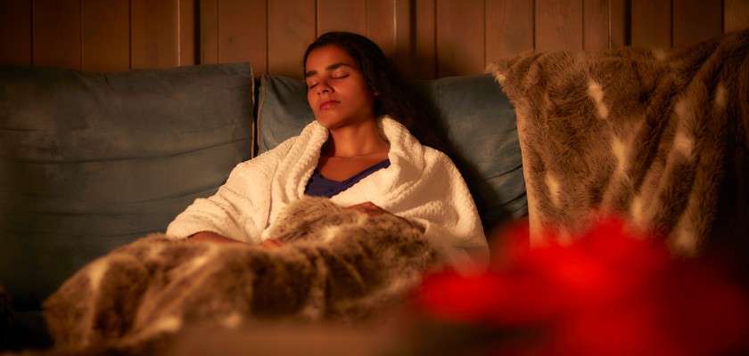 Woman relaxing in the Aqua Sana Forest Spa