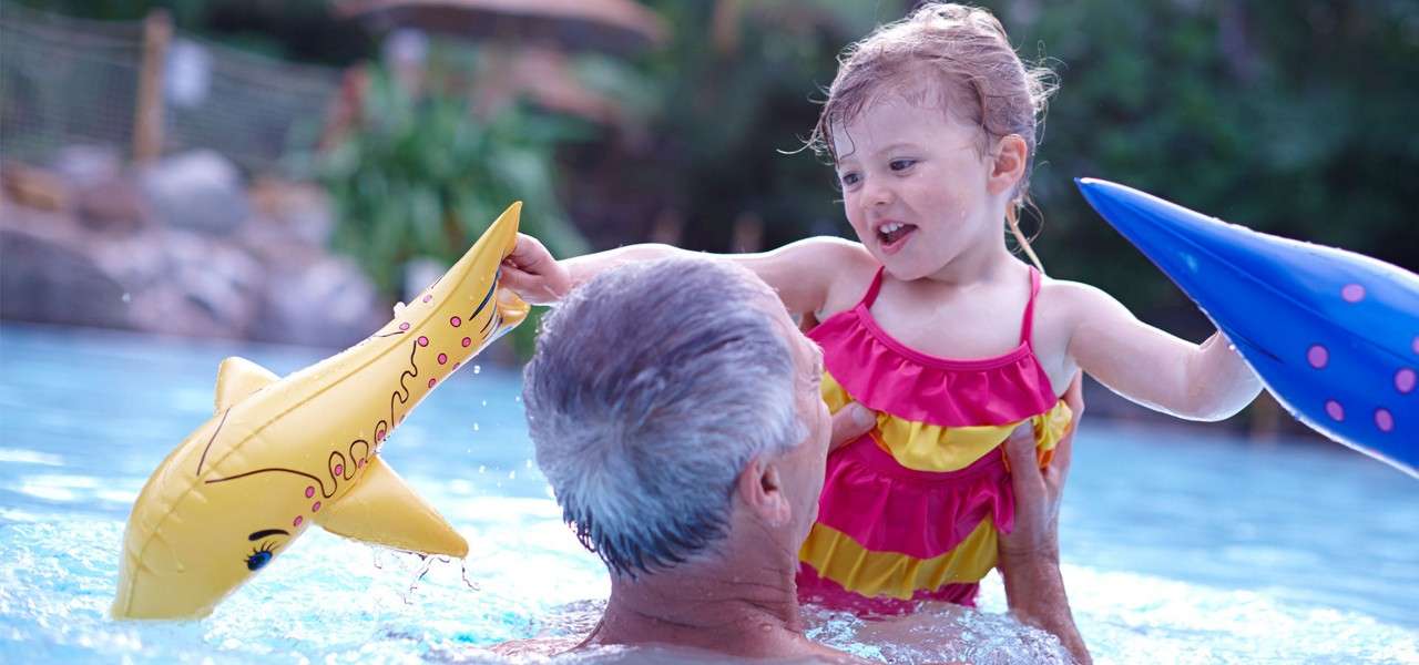 Young girl swimming in the Subtropical Swimming Paradise 