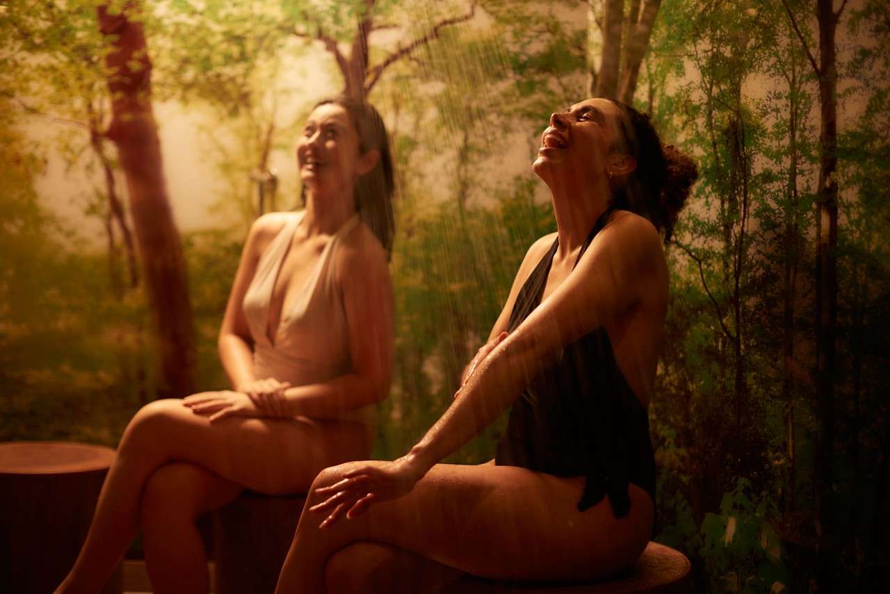 two girls in the forest glade