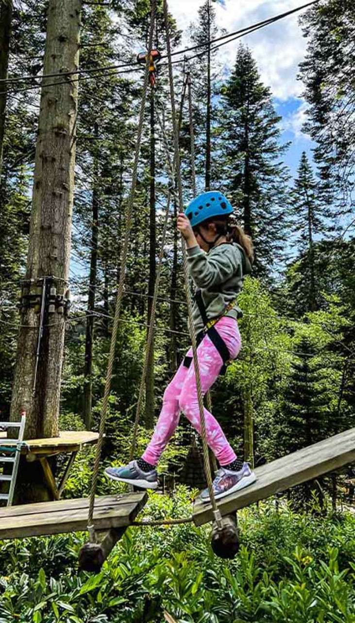 A girl on the Aerial Adventure