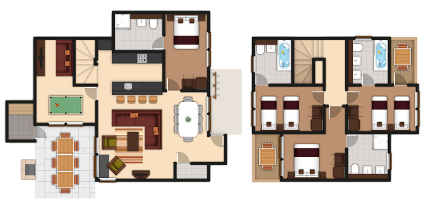 Floorplan of a four bedroom Executive Lodge 