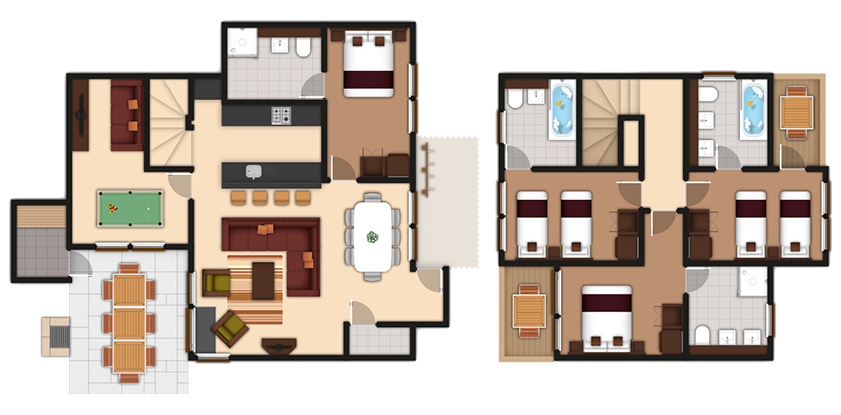 Floorplan of a four bedroom Executive Lodge 