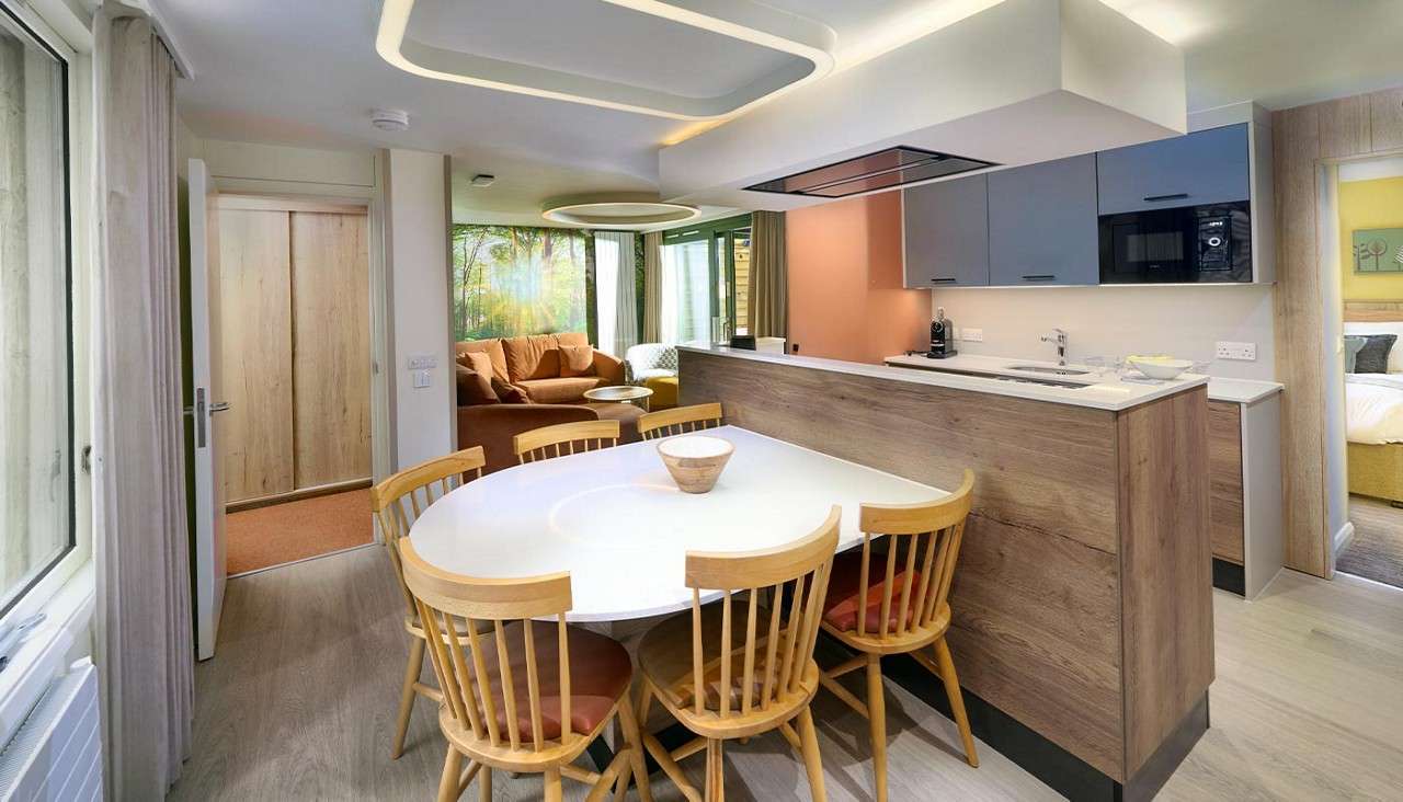 Open plan kitchen area.