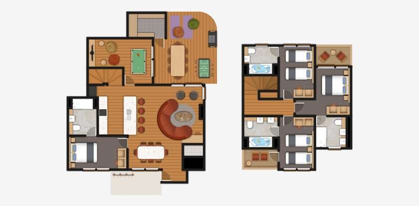 Floorplan of the 4 bedroom Grand Forest Lodge Lodge.
