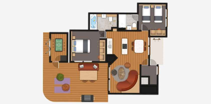 Two bedroom Grand Forest Lodge floorplan.