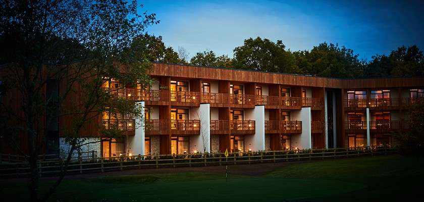 External image of apartments at dusk