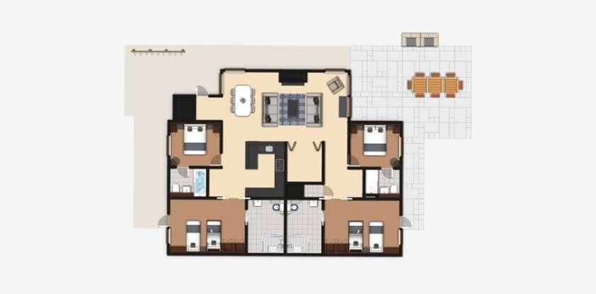 A 4 bedroom Woodland Lodge floor plan.