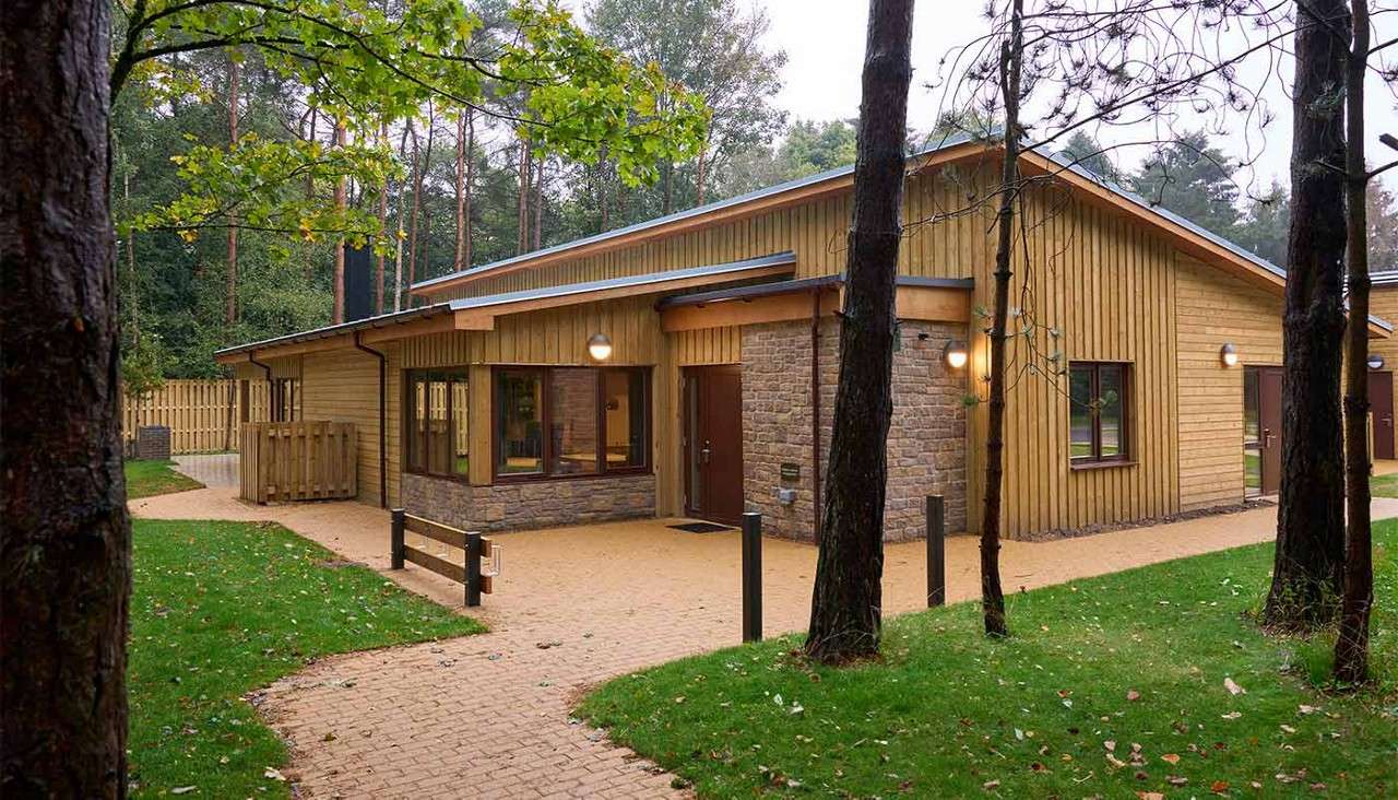 Exterior of the lodge in the forest