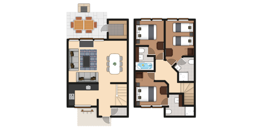 3 bedroom New Style Executive Lodge, twostorey Center Parcs