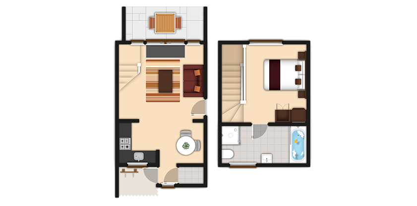 1 bedroom Executive Lodge, twostorey Center Parcs