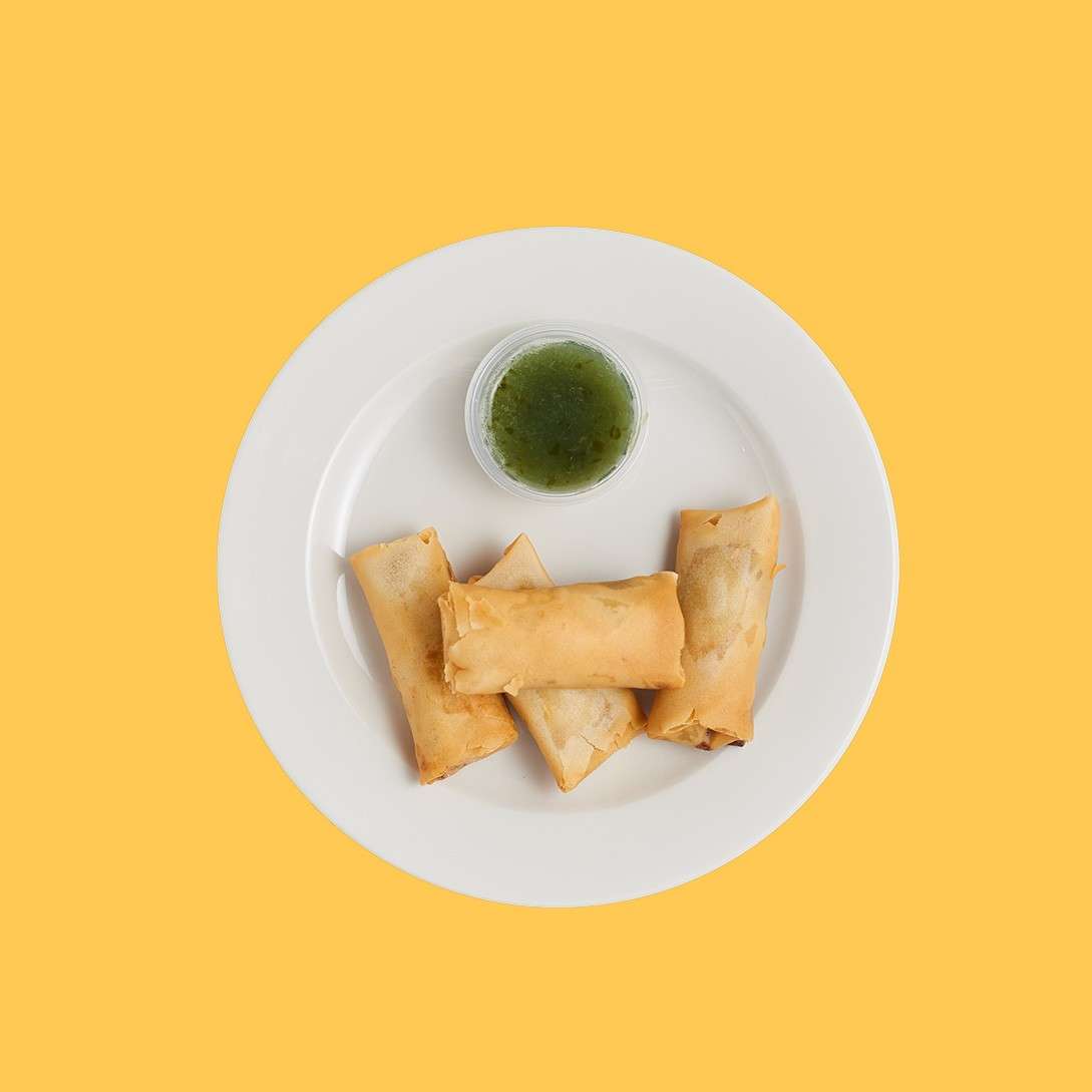Crispy vegetable spring rolls served with a ginger, soy and chilli dip.