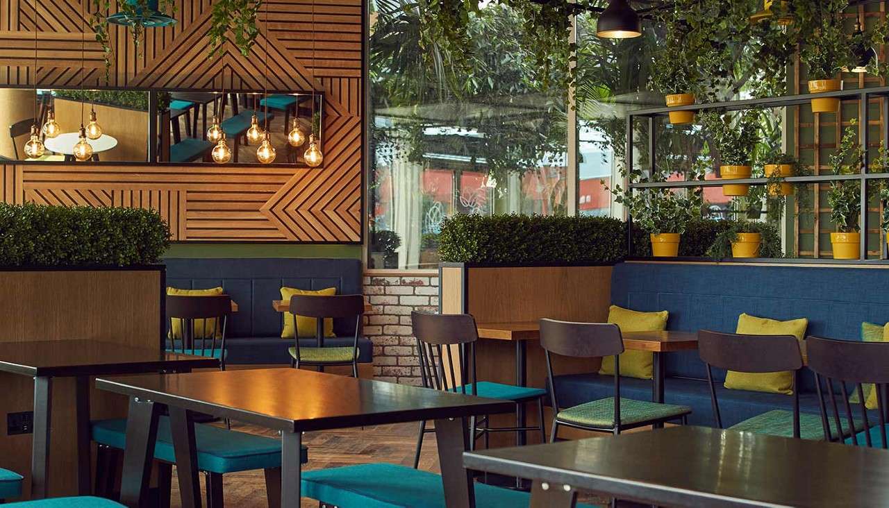Coffee house indoor seating area