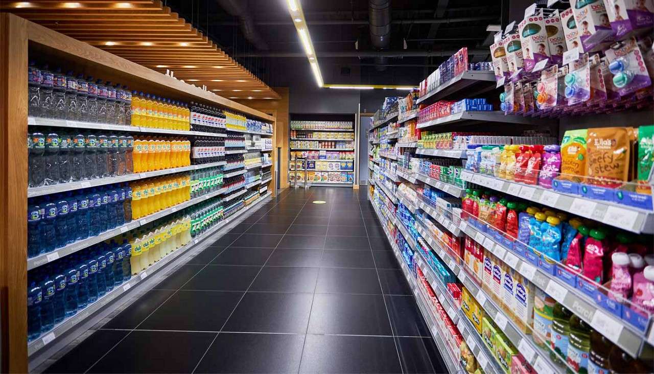 Baby aisle in the Parc Market supermarket