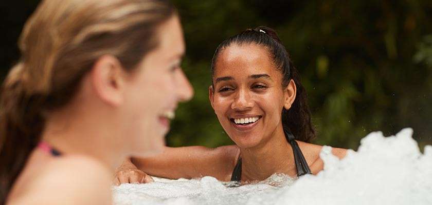 Two women in a hot tub