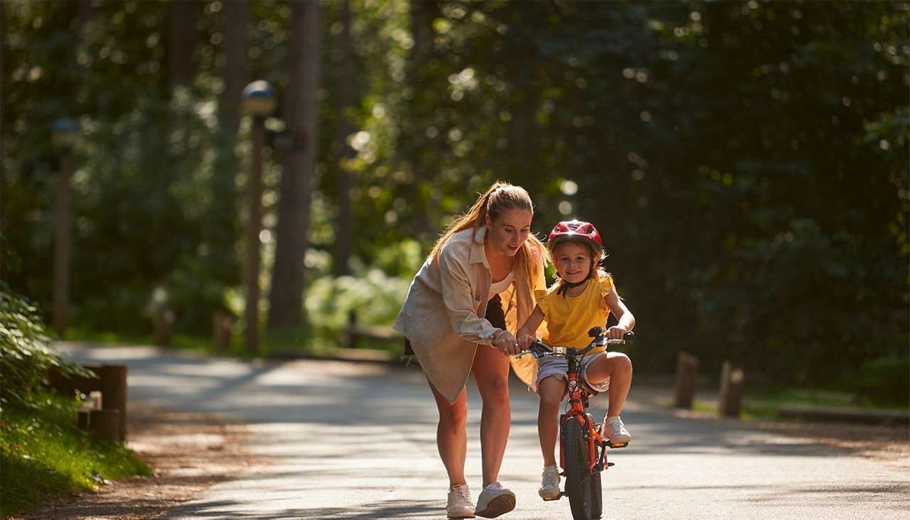 Cycling through the forest.