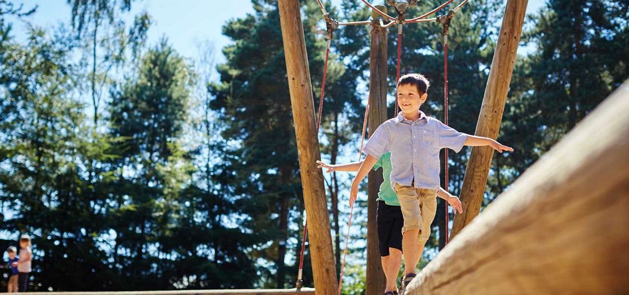 Boy on an adventure playground