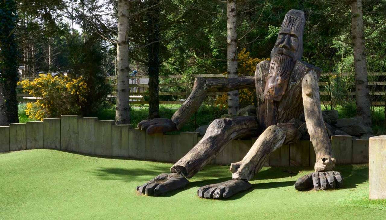 Wooden statue on the Adventure Golf course