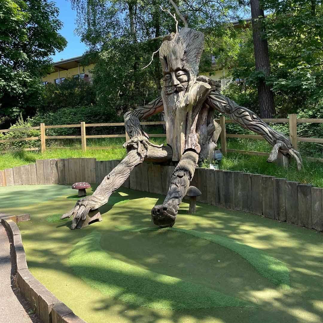 Wooden statue on the Adventure Golf course
