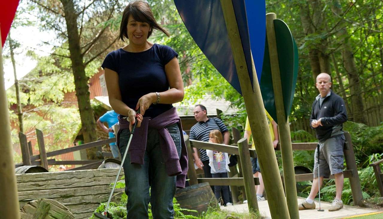 Group playing Adventure Golf