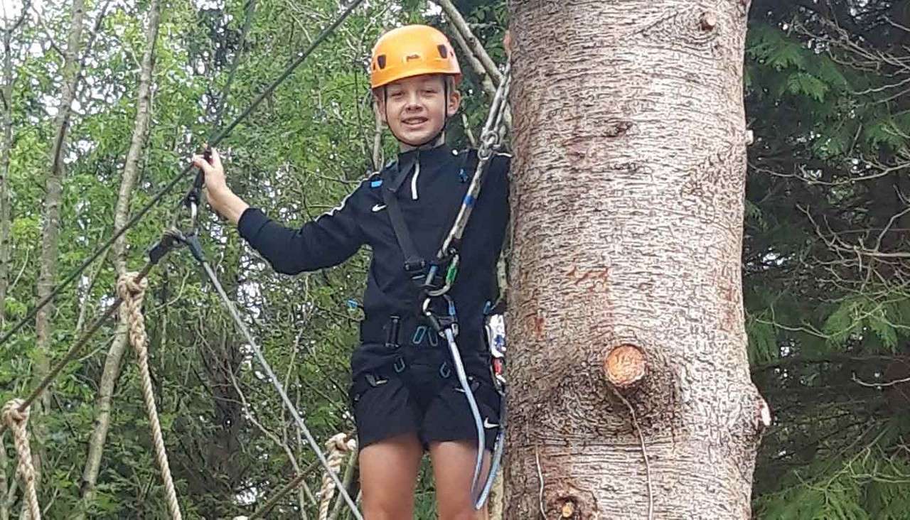 Person on tree crossing