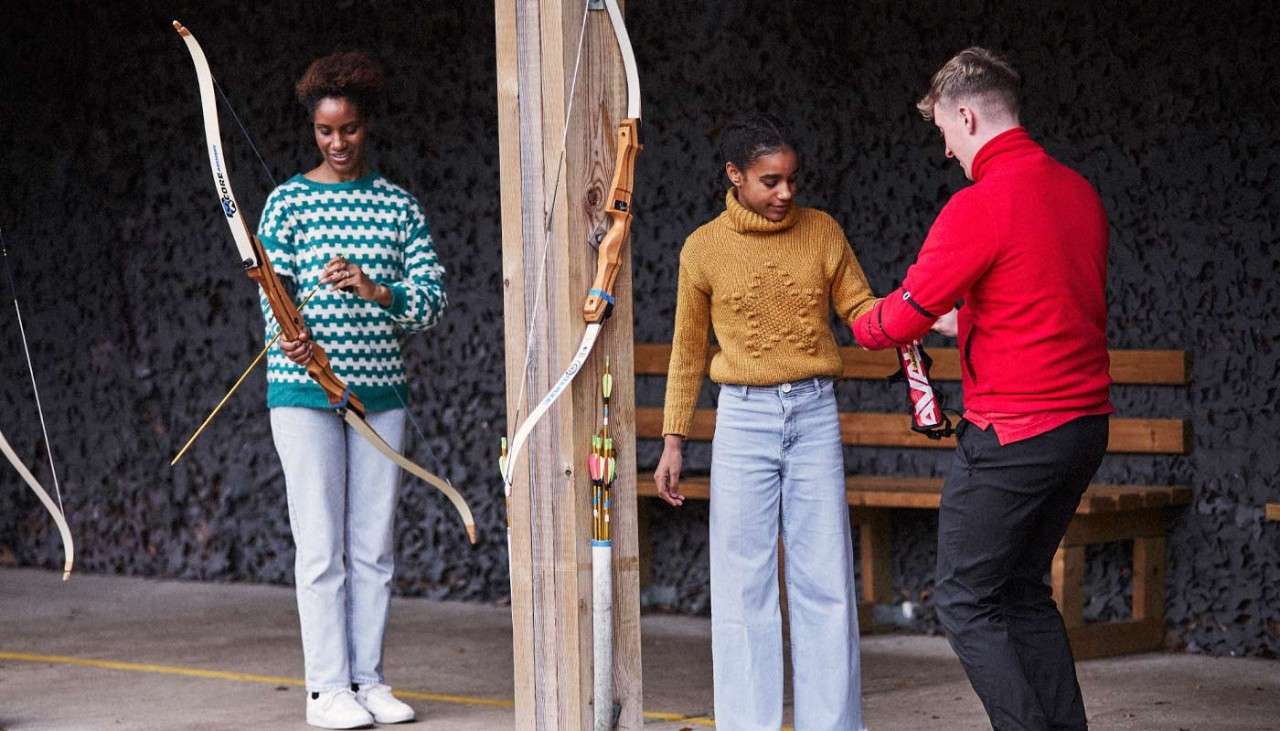 Ladies practicing target archery 