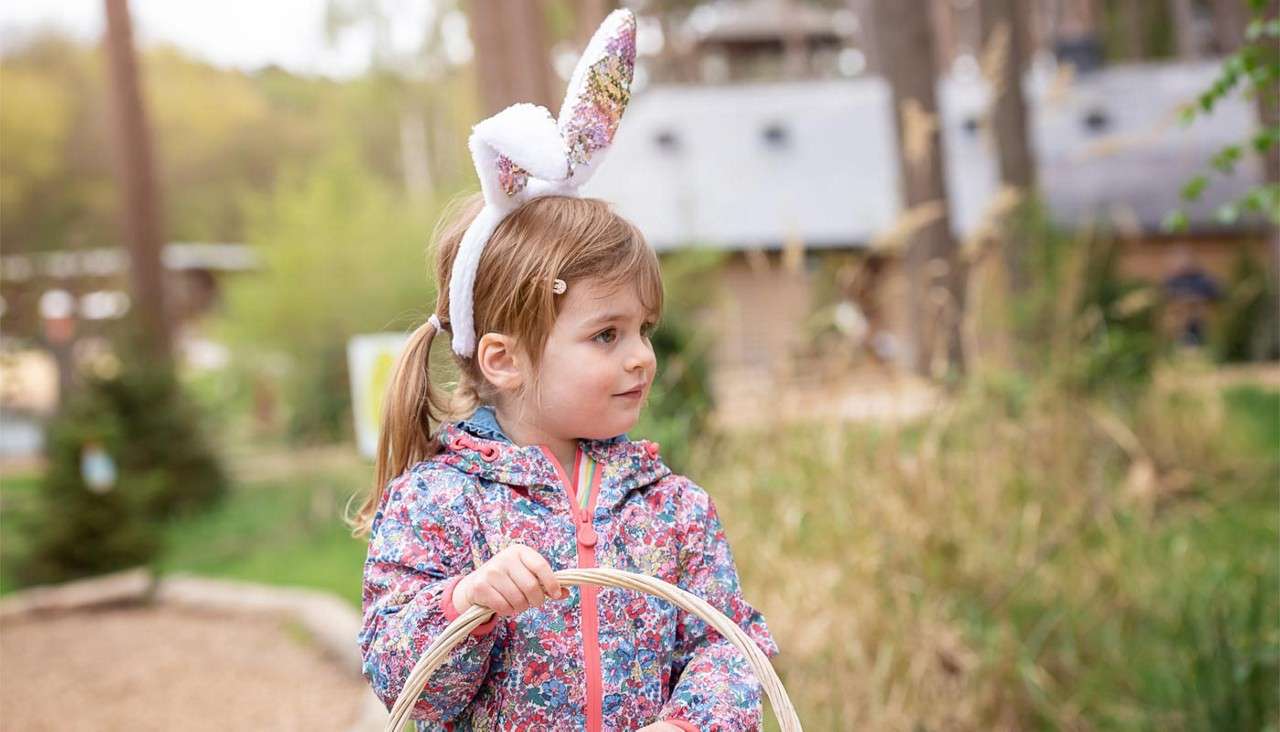 Girl hunting for Easter eggs