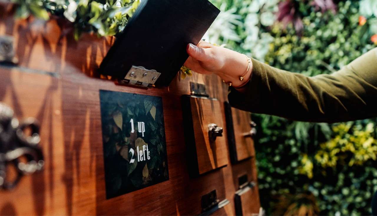 A person puzzle-solving in out Forest Laboratory