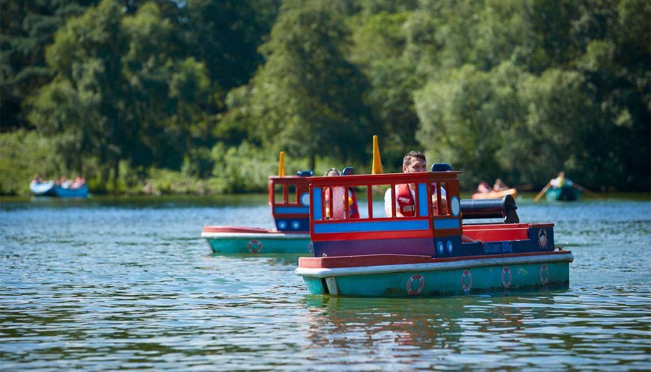 Colourful boats on the lake.