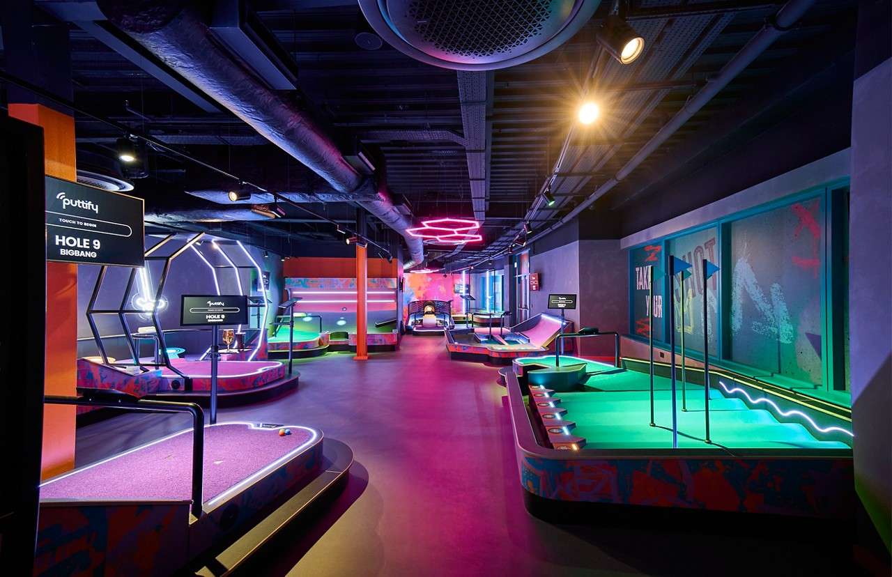 Inside the Entertainment Hive with colourful Puttify areas.