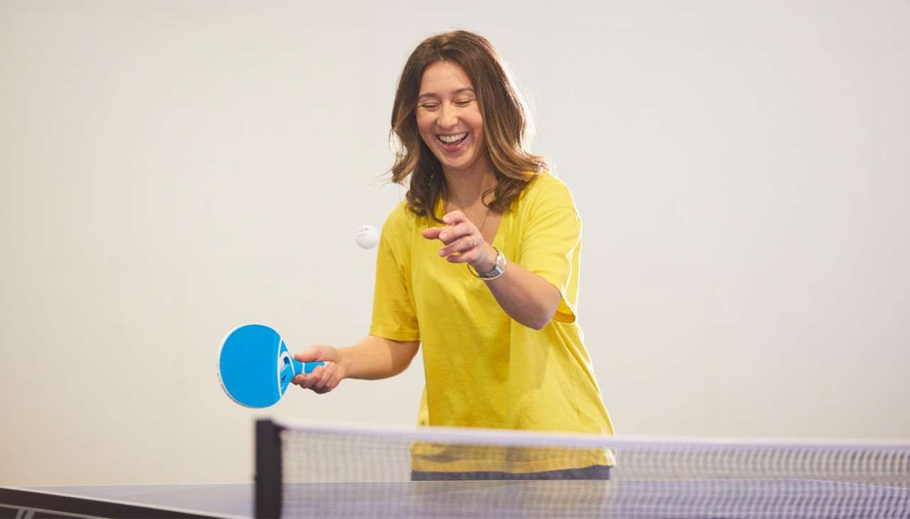 Woman playing table tennis