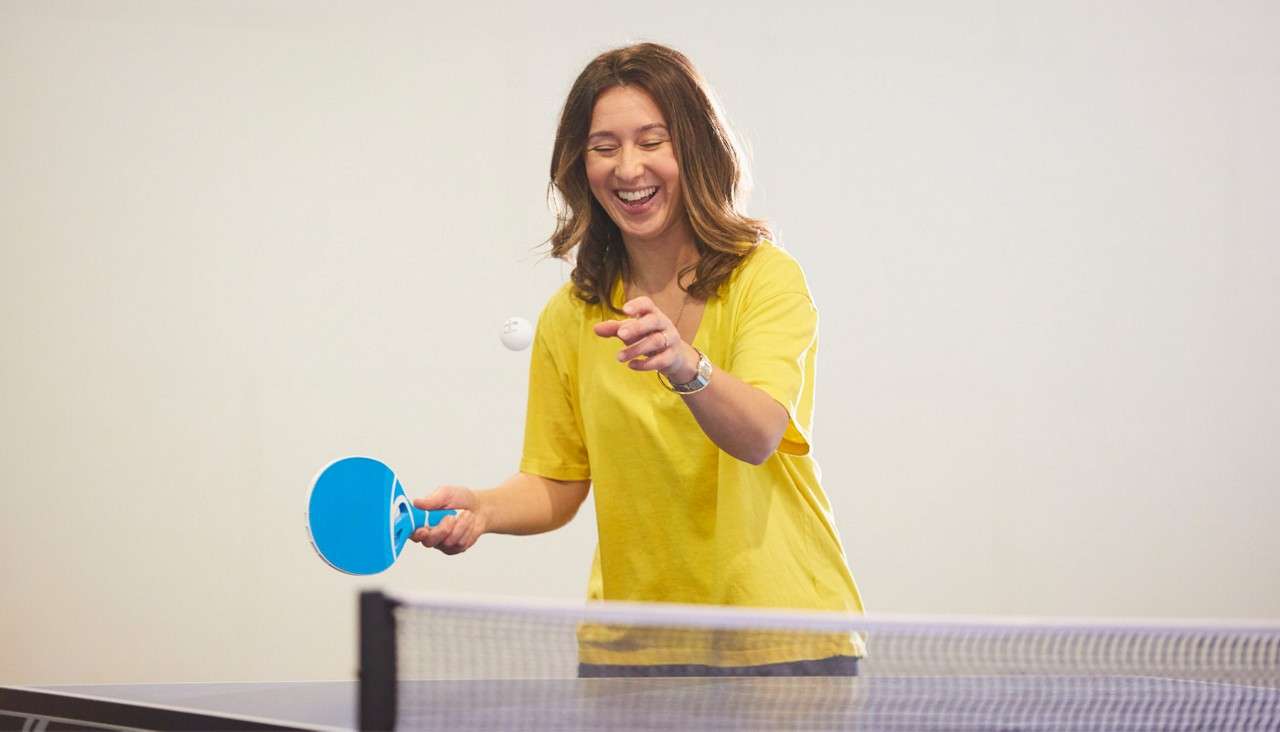 Woman playing table tennis