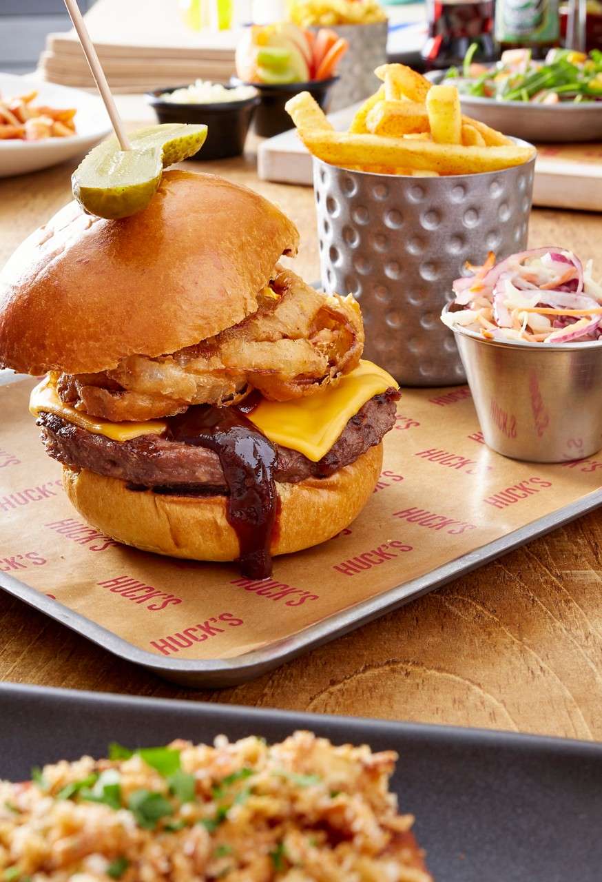 HUCKS CRISPY ONION BBQ BURGER 1