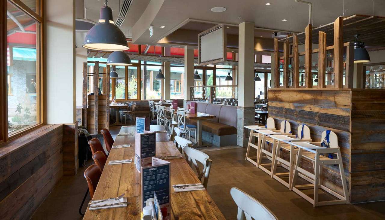 Inside the Huck's restaurant