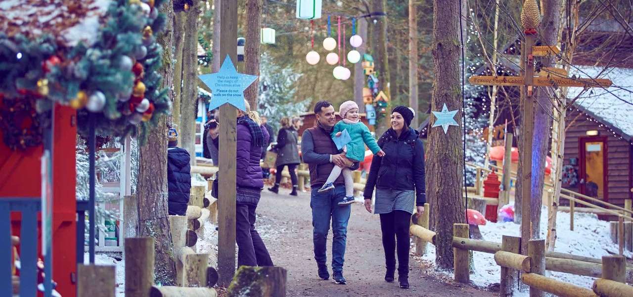 A family wandering together through Winter Wonderland