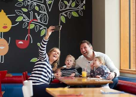 A family eating at a table