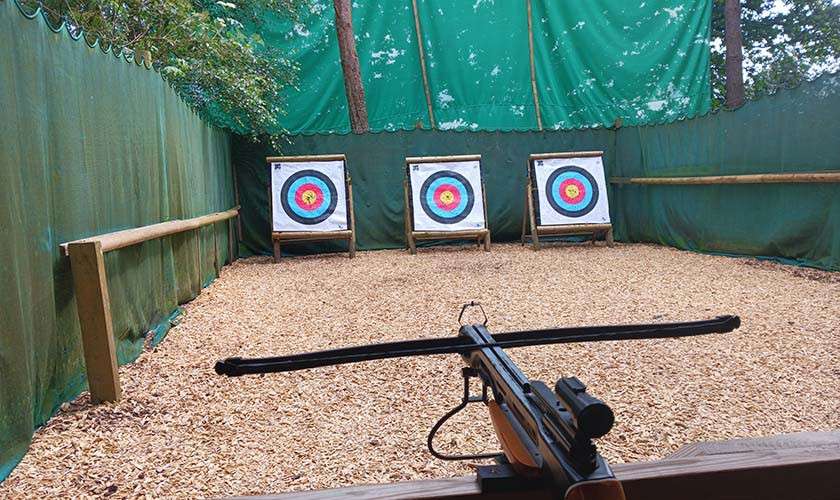 Crossbow aiming at targets