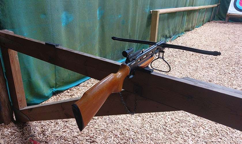 Crossbow mounted on a beam