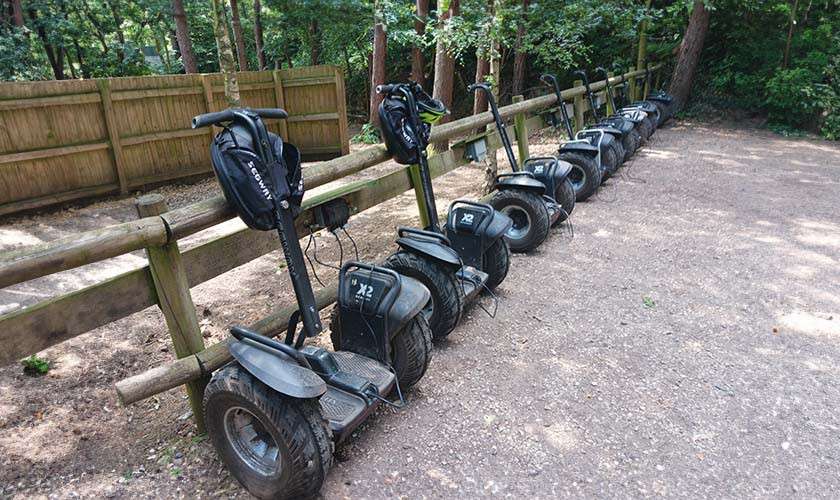 A row of segways