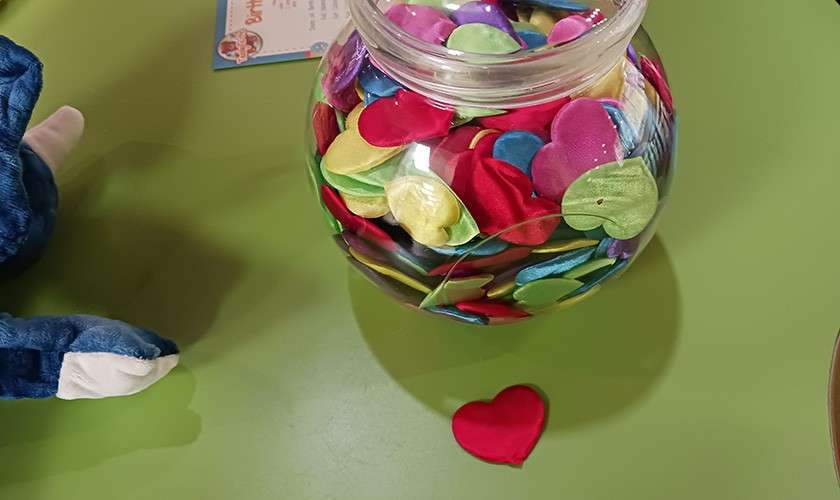 A jar of felt hearts