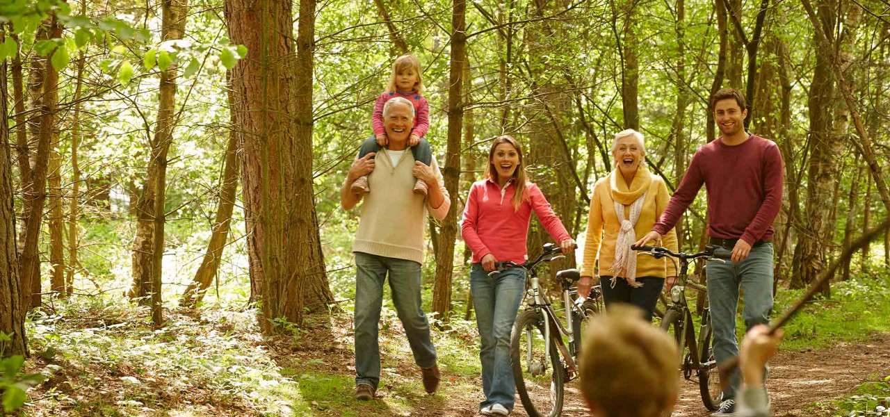 Family exploring Center Parcs village