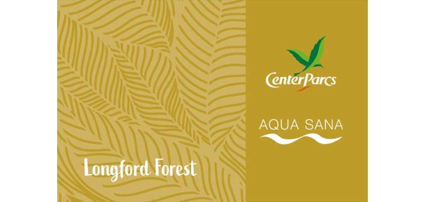 An image of the Longford Forest gift card, a yellow card with a leaf pattern on it 