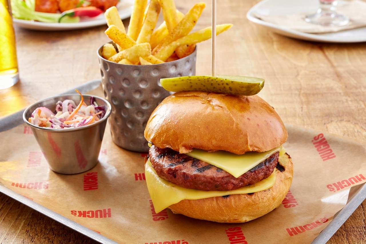 Burger and fries from Huck's.