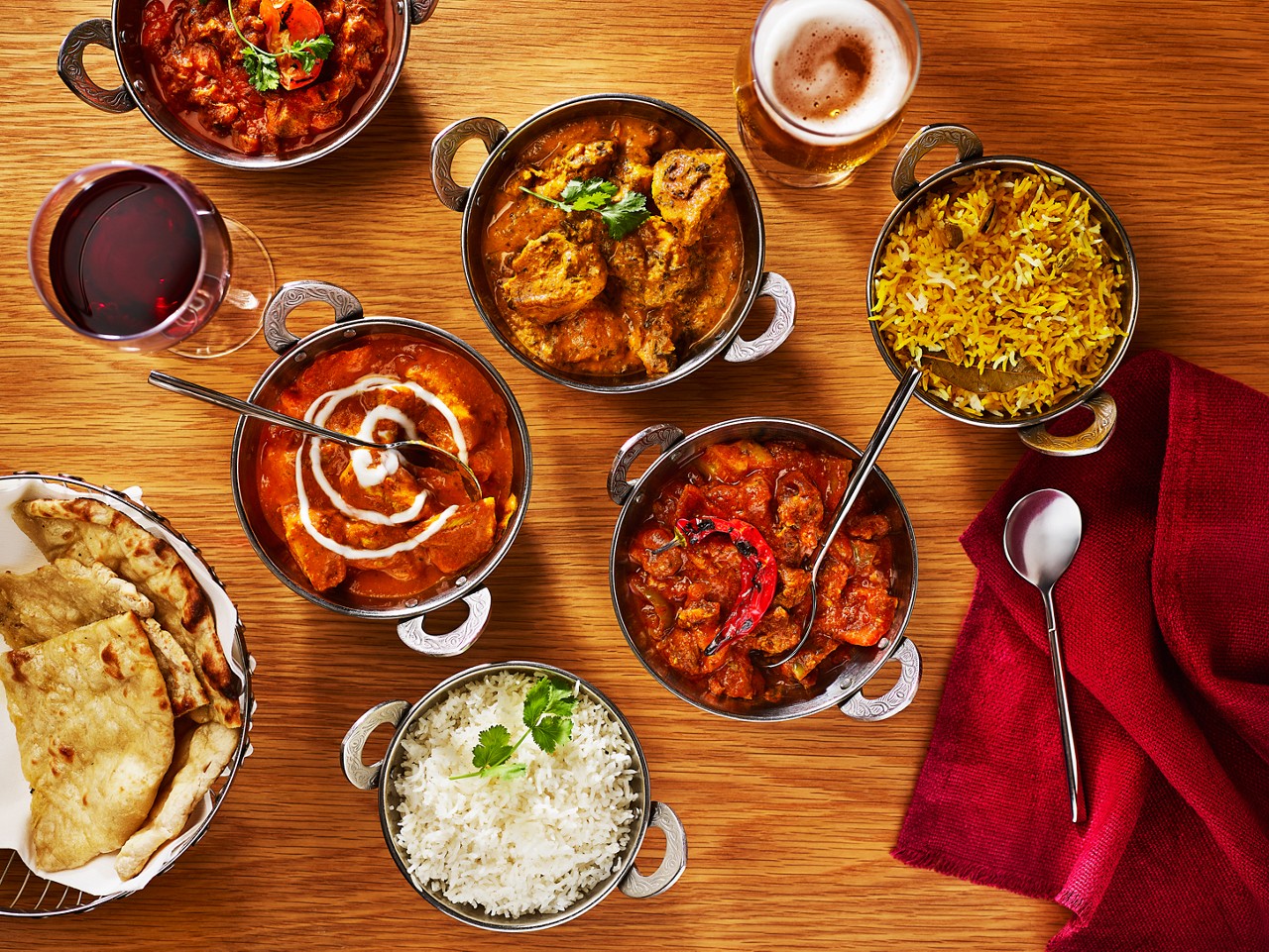 different dishes on a wooden table