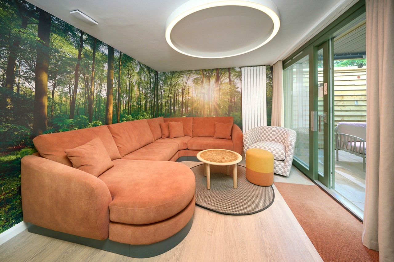 Living room area in a Grand Forest Lodge.
